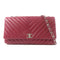 CHANEL CC SHW Chain Shoulder Bag Lambskin Leather Red