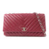 CHANEL CC SHW Chain Shoulder Bag Lambskin Leather Red