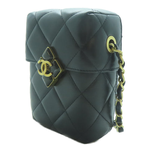 CHANEL Quilted CC GHW Plexi Box Bag Chain Shoulder AS2635 Lambskin Leather Black