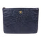 CHANEL CC GHW Clutch Second Bag Lambskin Leather Blue