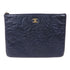CHANEL CC GHW Clutch Second Bag Lambskin Leather Blue
