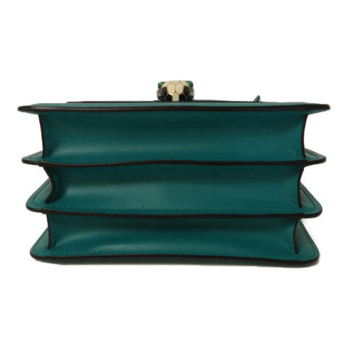 BVLGARI GHW Serpenti Forever 2Way Shoulder Hand Bag Calfskin Leather Green