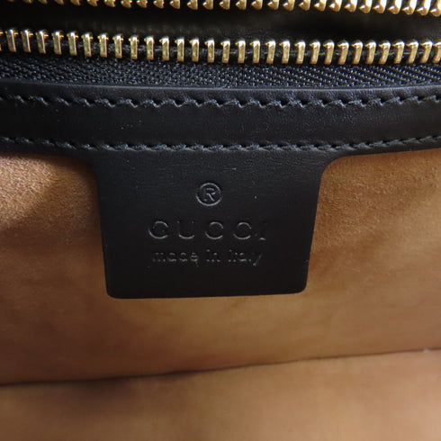 GUCCI GG GHW Sylvia Shoulder Bag 421882 Calfskin Leather Black