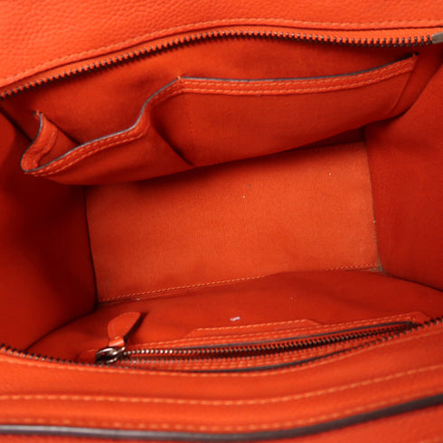 CELINE Micro Luggage Hand Bag Calfskin Leather Red