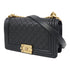 CHANEL Quilted CC GHW Boy 25 Chain Shoulder Bag Lambskin Leather Black