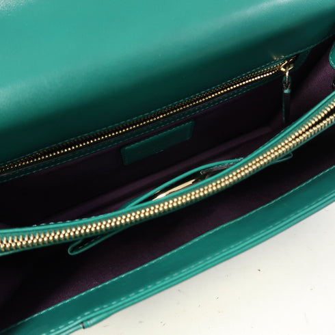 BVLGARI GHW Serpenti Forever Chain Shoulder Bag Calfskin Leather Green