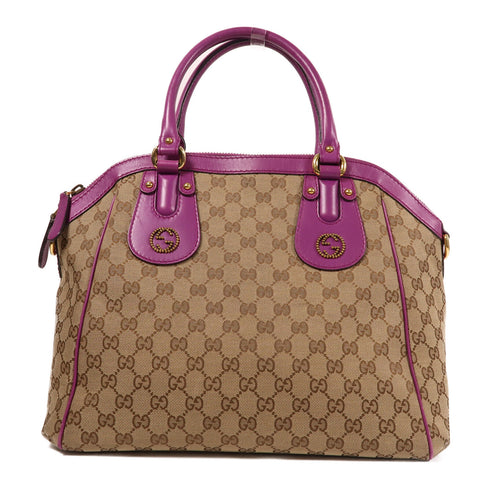 GUCCI GG GHW Scarlett 2Way Shoulder Hand Bag Purple/Brown