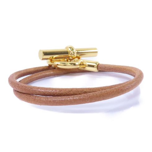 HERMES Glenan Choker Calfskin Leather Brown