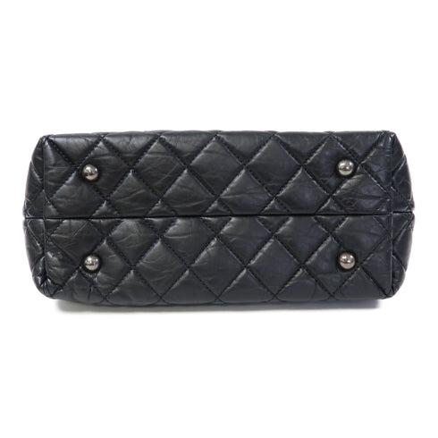 CHANEL Quilted CC SHW Chain Shoulder Bag Lambskin Leather Black