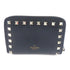 Valentino GHW Zipper Wallet Calfskin Leather Black