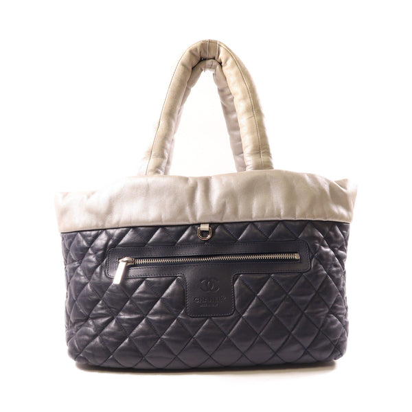 CHANEL CC SHW CoCo Cocoon Handbag Lambskin Leather Navy/Silver