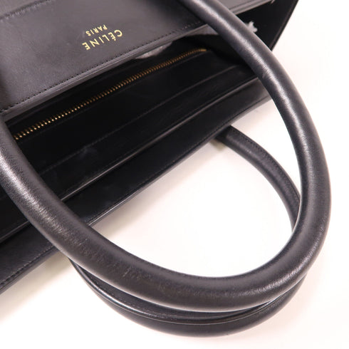 CELINE GHW Mini Luggage Handbag Calfskin Leather Black