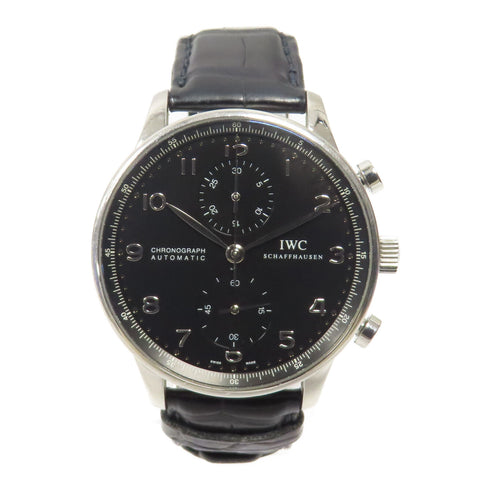 IWC Portuguese Chronograph Automatic Watch IW371438 Stainless Steel Black