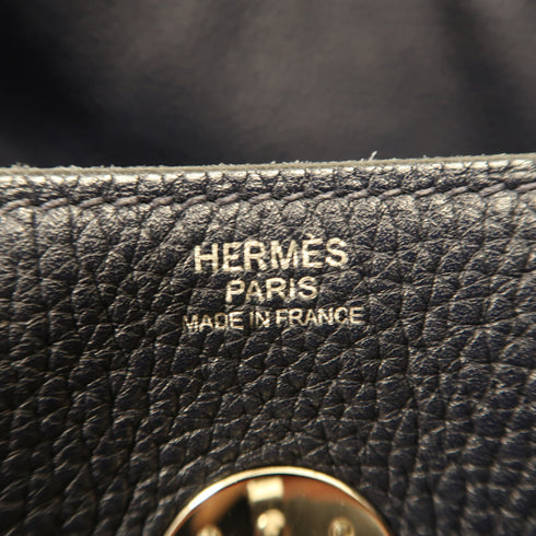 HERMES PHW Lindy 30 2 Way Shoulder Bag Handbag Clemence Leather Blue Nuit