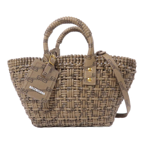 BALENCIAGA GHW Bale Bistro 2Way Shoulder Bag Coated Canvas Brown