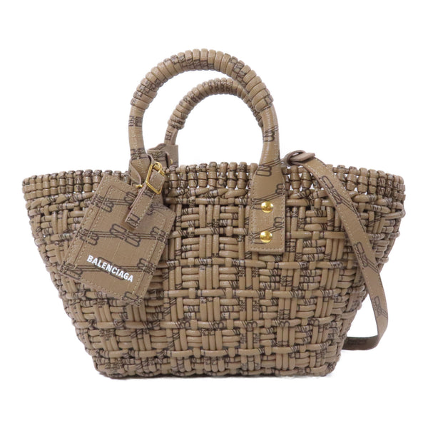 BALENCIAGA GHW Bale Bistro 2Way Shoulder Bag Coated Canvas Brown