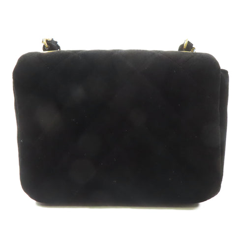 CHANEL CC GHW Crystal CC Mini Flap Chain Shoulder Bag Velvet Black