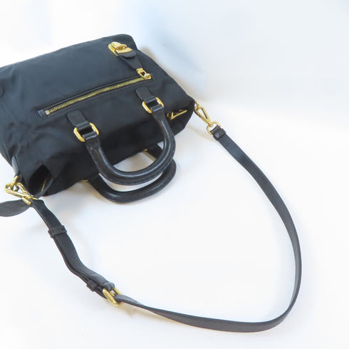 PRADA GHW 2 Way Shoulder Handbag Nylon Black