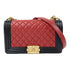 CHANEL Quilted CC Boy Chanel Chain Shoulder Bag Lambskin Leather Red/Black