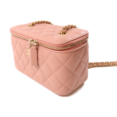 CHANEL CC GHW Vanity Case Chain Shoulder Bag Lambskin Leather Pink v1