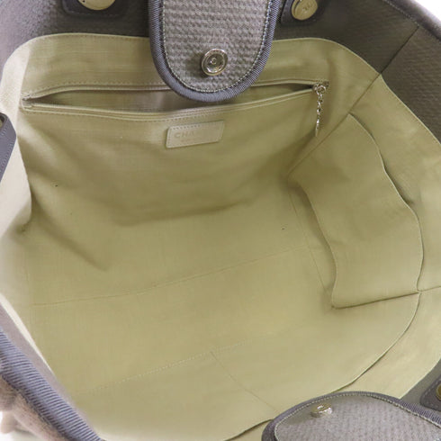 CHANEL CC SHW Deauville 2 Way Shoulder Tote Bag Canvas Grey Pink