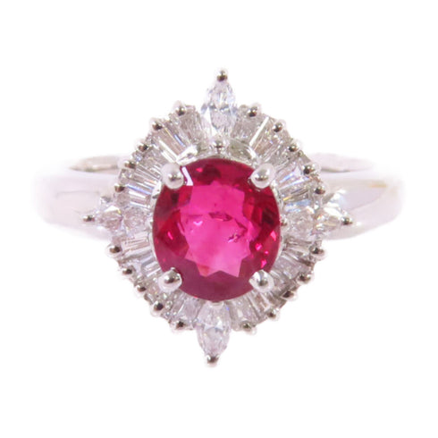 FINE JEWELRY 1.10ct Ruby 0.38ct Diamond Ring US#5.75 PT900 Platinum