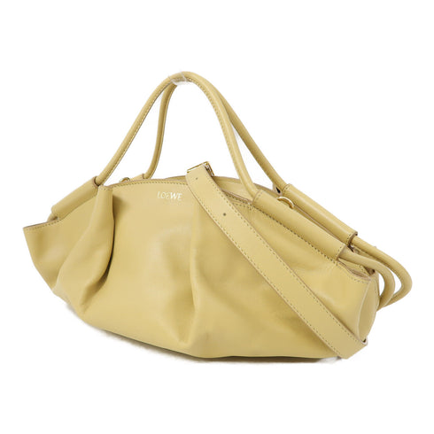 LOEWE GHW Paseo 2 Way Shoulder Bag Calfskin Leather Yellow