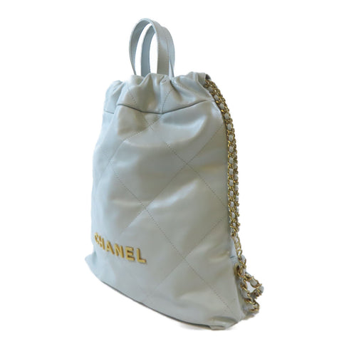 CHANEL Quilted CC GHW Chanel 22 2 Way Shoulder Handbag AS3859 Calfskin Blue