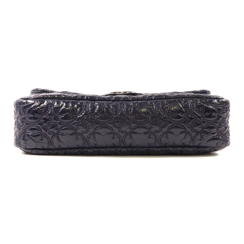 CHANEL CC SHW Chain Shoulder Handbag Pattern Leather Dark Purple