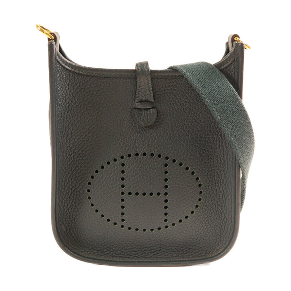 HERMES GHW Evelyne TPM Shoulder Bag Vert Cypres Navy Blue