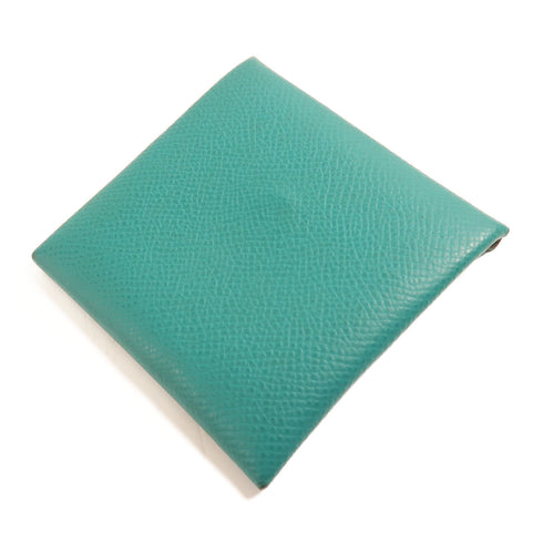 HERMES PHWBastia Card Case Purse Veau Epsom Leather Green