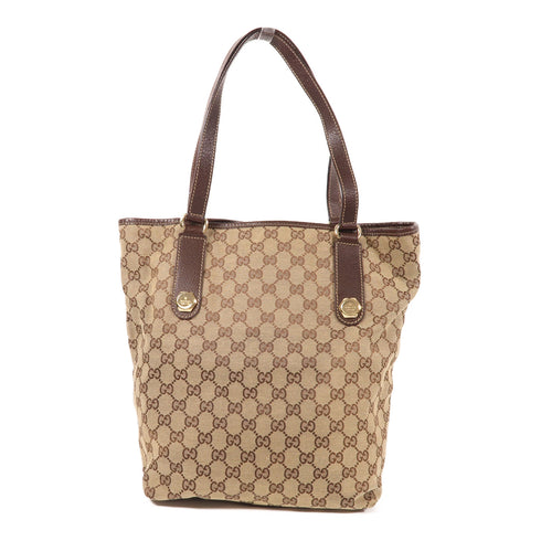 GUCCI GHW Shoulder Tote Bag 153009 GG Canvas Brown