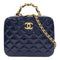CHANEL CC GHW Sac Vanity 2 Way Shoulder Bag Enamel Blue
