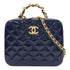 CHANEL CC GHW Sac Vanity 2 Way Shoulder Bag Enamel Blue