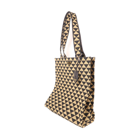 PRADA GHW Shoulder Tote Bag 2VG107 Polyester Black Beige