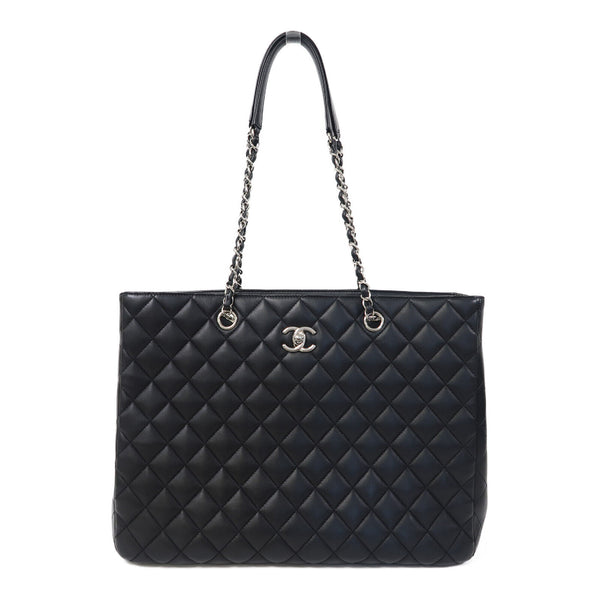 CHANEL Quilted CC SHW Chain Shoulder Bag Calfskin Leather Black v10