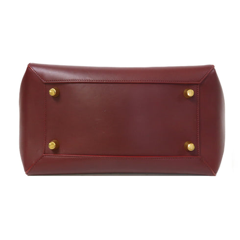 CELINE GHW Belt Bag 2 Way Shoulder Bag Handbag Calfskin Leather Black/Red