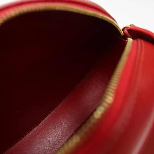 CELINE GHW Crossbody Oval Triomphe Shoulder Bag Calfskin Leather W-BB-4211Red