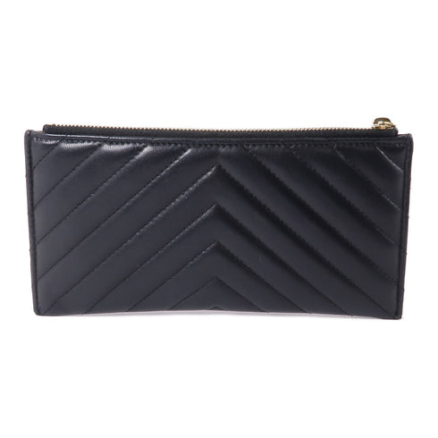 CHANEL CC GHW Long Wallet Lambskin Leather Black