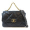 CHANEL CC GHW C19 Chain Shoulder Bag Lambskin Leather Black
