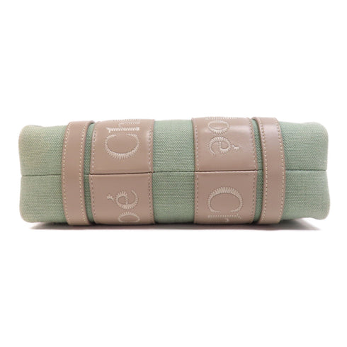 Chloe GHW Woody Tote Bag Small 2 Way Shoulder Bag 01235765-1 Canvas Green