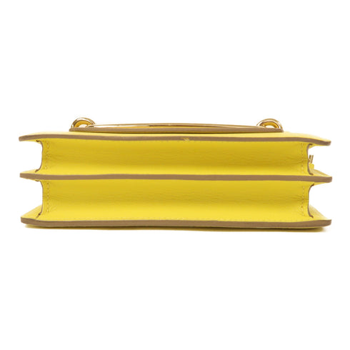HERMES GHW Roulis Mini Shoulder Bag Evercolor Leather Lime Yellow