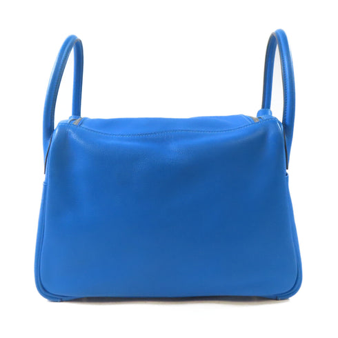 HERMES PHW Lindy 30 2 Way Shoulder Bag Evercolor Leather Bleu Hydra Blue
