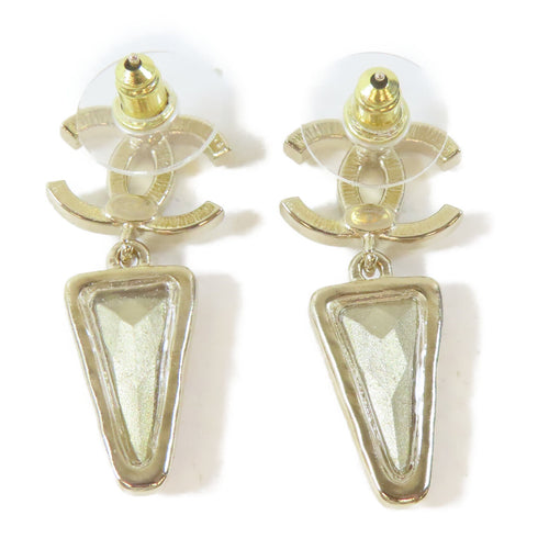 CHANEL CC Pierced Earrings Metal Gold Pink