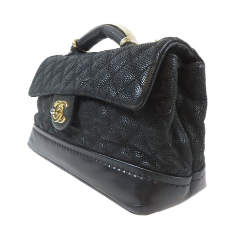 CHANEL CC GHW 2 Way Chain Shoulder Bag Calfskin Leather Black v1