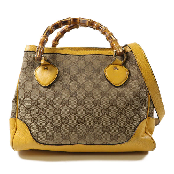 GUCCI GG GHW Diana 2 Way Shoulder Bag Handbag 308360 Canvas/Leather Brown/Yellow