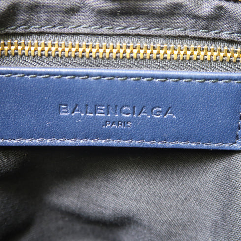 BALENCIAGA GHW Part Time 2 Way Shoulder Handbag 390159 Calfskin Leather Navy