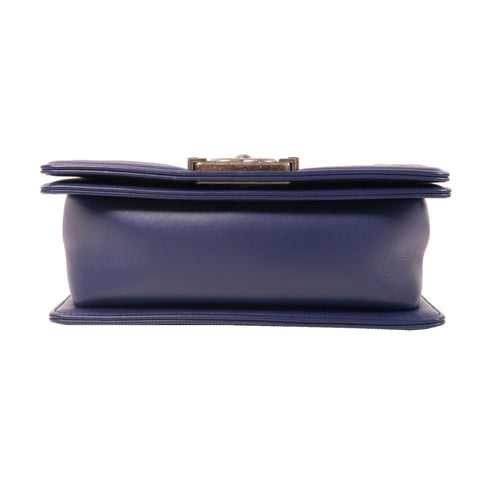 CHANEL CC SHW Boy 20 Chain Shoulder Bag Calfskin Leather Blue