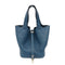 HERMES PHW Picotin PM Handbag Clemence Leather Cobalt