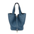 HERMES PHW Picotin PM Handbag Clemence Leather Cobalt